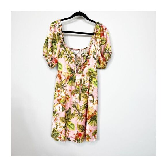 NSR Dress Womens Puff Short Sleeve Tropical Foral Mini Ladies Medium NEW - Picture 3 of 12